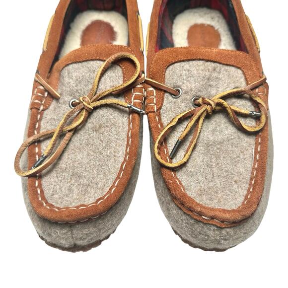 Lands’ End | Men | Wool Felt Suede Leather Brown Cozy Moccasin Slippers | 10 D main image 6